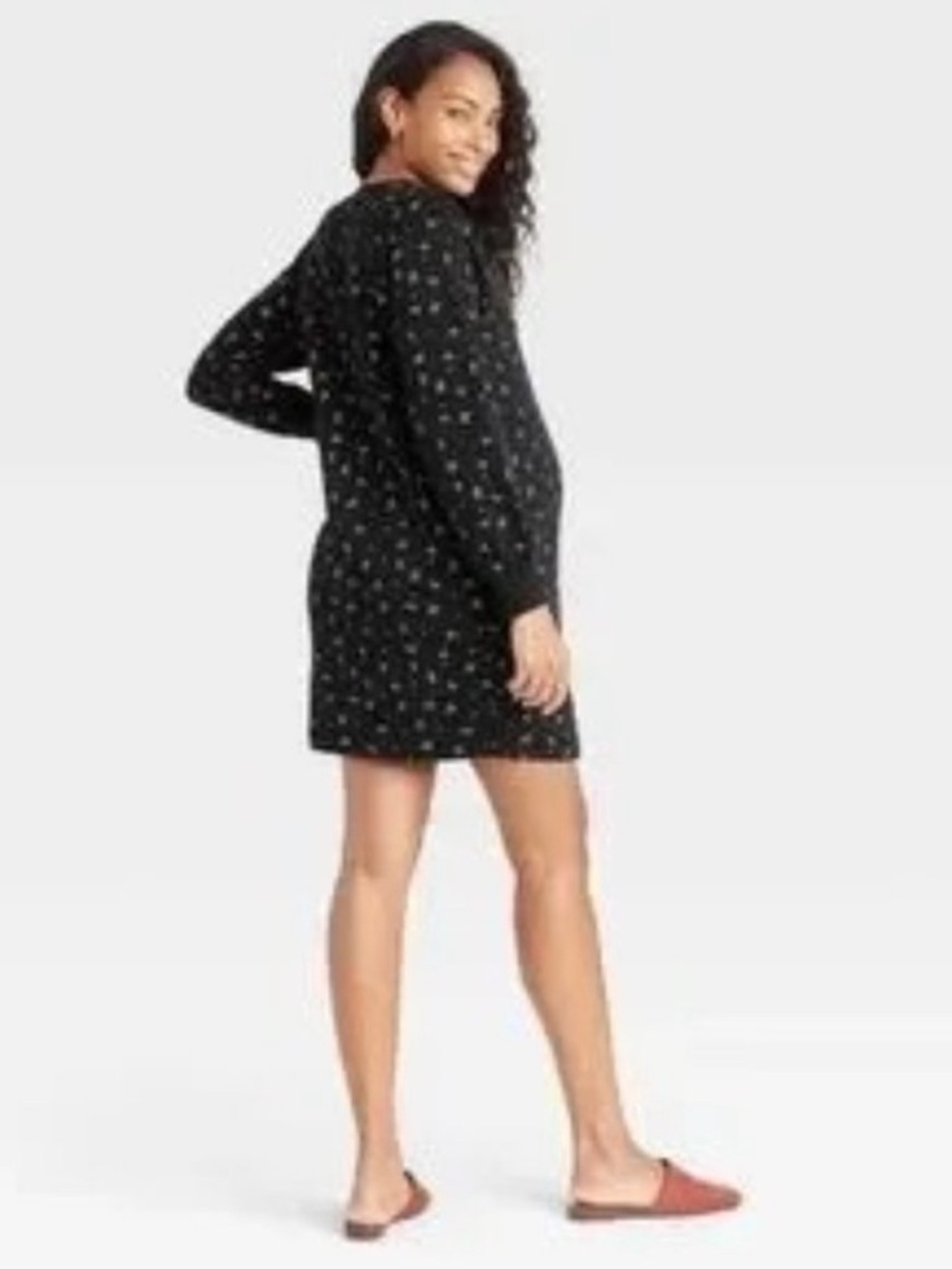 The Nines by HATCH Floral Maternity Sweatshirt Dress - Black - Size S